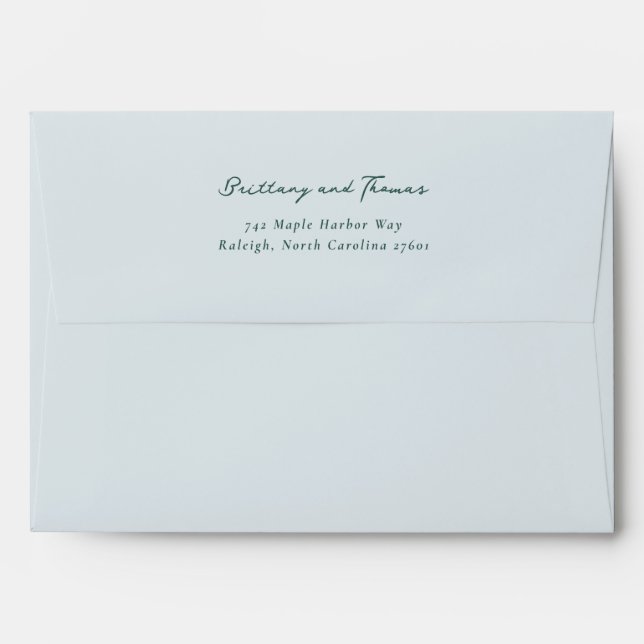 Elegant Green Minimalist Calligraphy Envelope (Back (Top Flap))