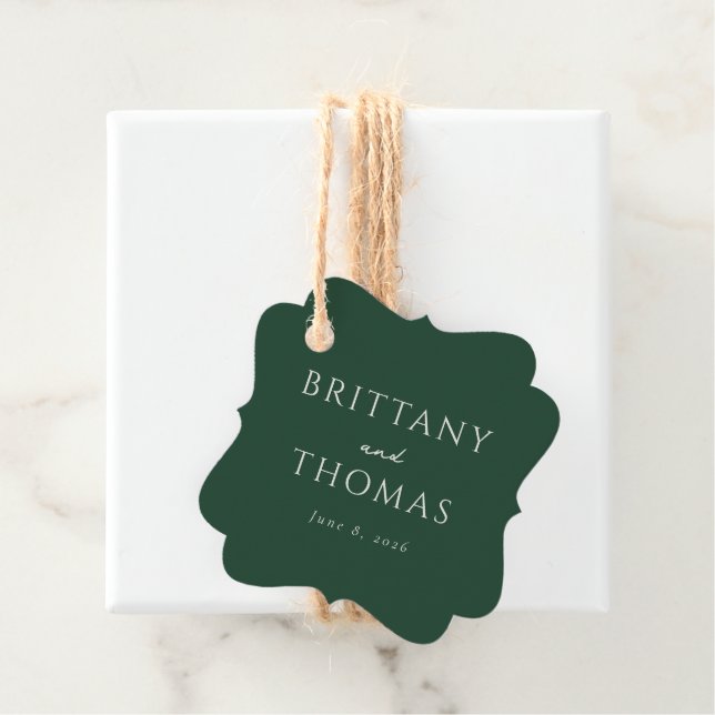 Elegant Green Minimalist Calligraphy Favour Tags (In Situ)