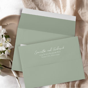 Elegant Green Minimalist Custom Wedding Envelope