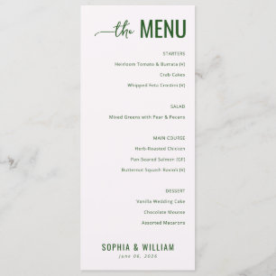 Elegant Green Minimalist Menu