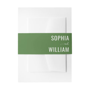 Elegant Green Minimalist Names Invitation Belly Band