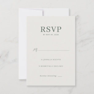 Elegant Green Minimalist RSVP Card