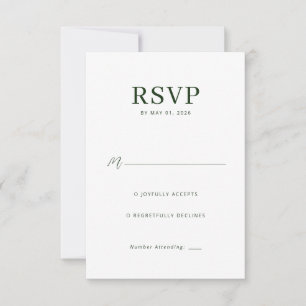 Elegant Green Minimalist RSVP Card