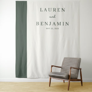 Elegant Green Minimalist Stripe Tapestry