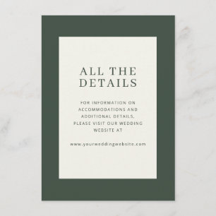 Elegant Green Minimalist Wedding Details Enclosure Card