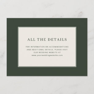 Elegant Green Minimalist Wedding Details Enclosure Card