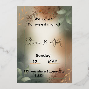 Elegant Green Minimalist Wedding Invitation