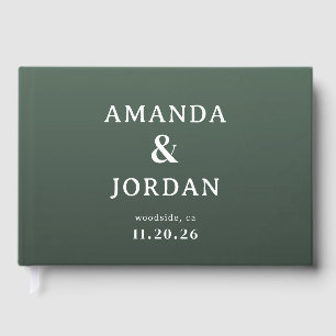 Elegant Green Minimalist Wedding Invitation Guest Book