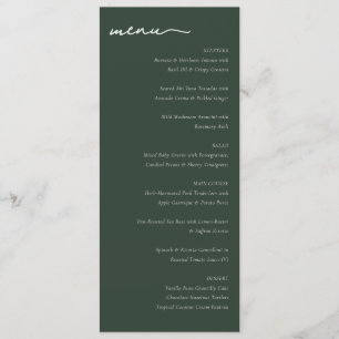 Elegant Green Minimalist Wedding Menu