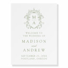Elegant Green Monogram Crest Wedding Welcome
