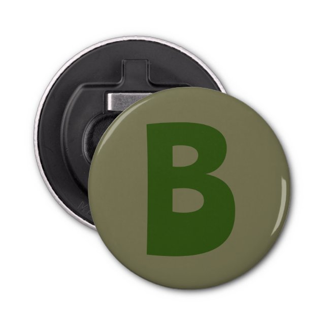Elegant Green Monogram Initial Letter Bottle Opener (Front)
