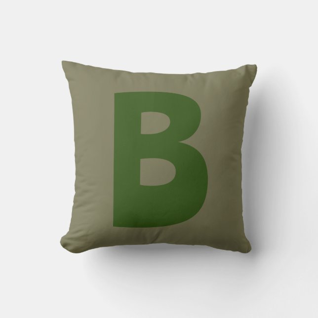 Elegant Green Monogram Initial Letter Cushion (Front)