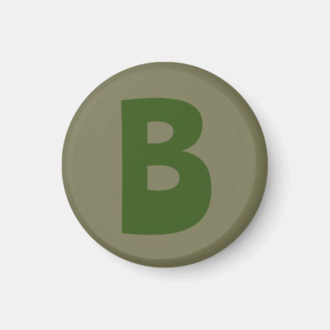 Elegant Green Monogram Initial Letter Magnet (Front)