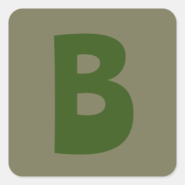 Elegant Green Monogram Initial Letter Square Sticker (Front)