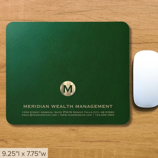 Elegant Green Monogram Mouse Pad for Professionals (Creator Uploaded)