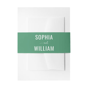 Elegant Green Name Banner Invitation Belly Band