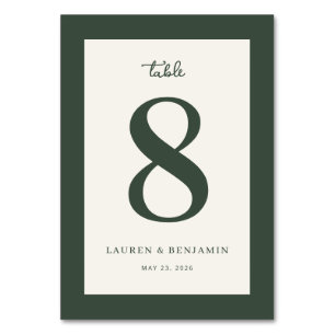 Elegant Green Number Eight Table Number