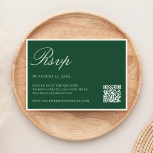 Elegant Green Old Money QR Code Wedding RSVP Card