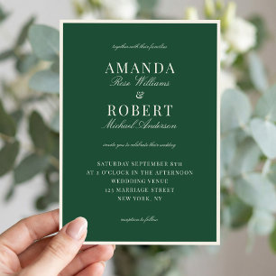 Elegant Green Old Money Wedding Invitation