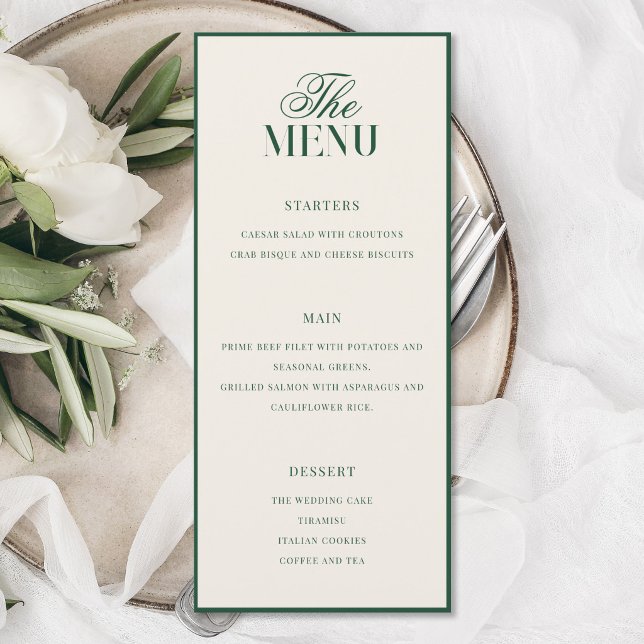 Elegant Green Old Money Wedding Menu (Creator Uploaded)