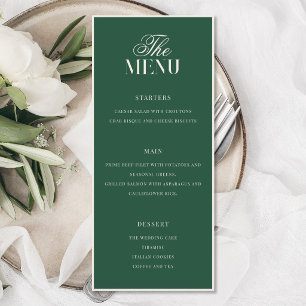 Elegant Green Old Money Wedding Menu