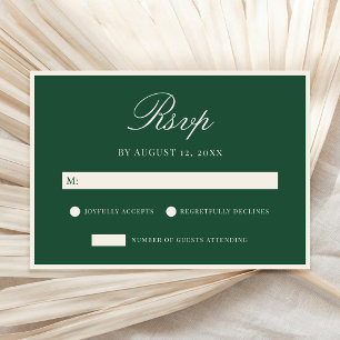 Elegant Green Old Money Wedding RSVP Card