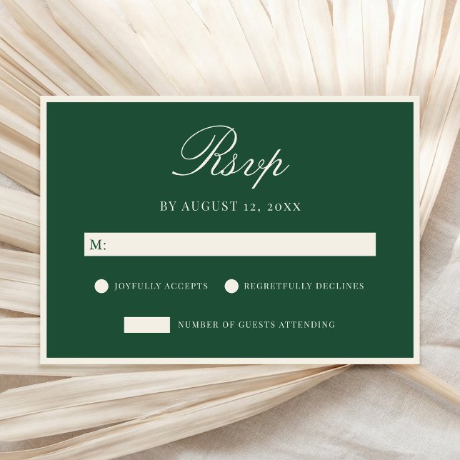 Elegant Green Old Money Wedding RSVP Card (Creator Uploaded)