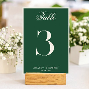 Elegant Green Old Money Wedding Table Number