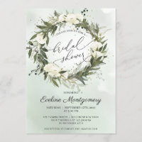 Elegant Green Olive Wreath White Roses Bridal