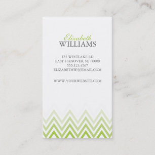 Elegant Green Ombre Chevron Stripes Business Card