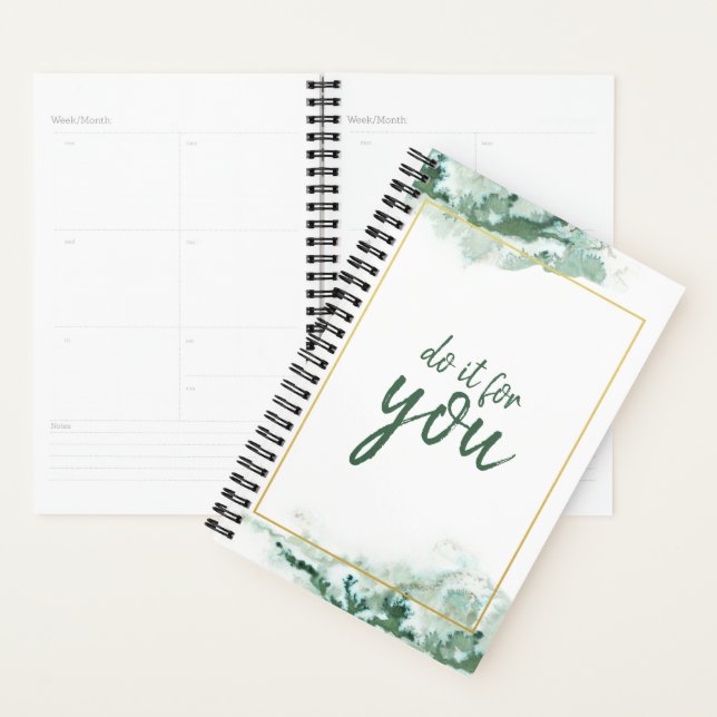 Elegant Green Ombre Marble Do it for You Quote Planner (Display)