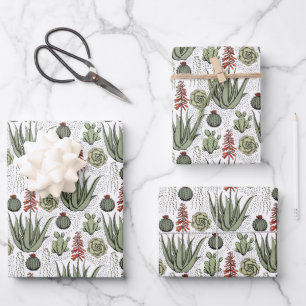 Elegant Green Orange & White Flower Pattern Floral Wrapping Paper Sheet