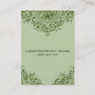Elegant Green Ornament & Pastel Green Damasks Business Card