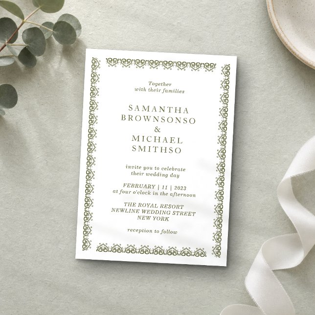 Elegant Green Ornamental Frame Invitation (Creator Uploaded)