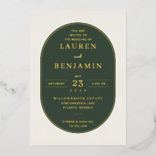 Elegant Green Oval Wedding Invitation
