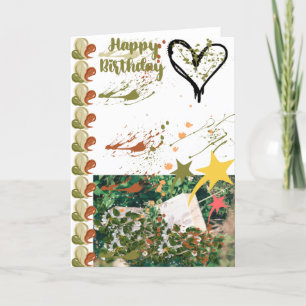 Elegant green paint splash birthday thank you card