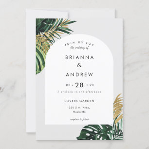 Elegant, Green Palm, Arch Invitation