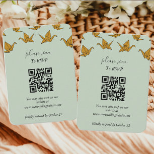 Elegant Green Paper Crane Wedding Enclosure Card