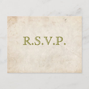 Elegant Green Parchment RSVP Card
