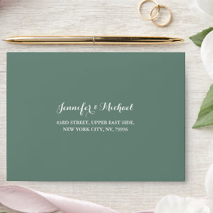 Elegant Green Party Wedding RSVP Return Address Envelope