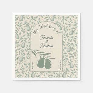 Elegant Green Pear Wedding Napkin