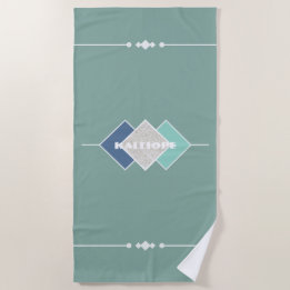 Elegant Green Personalised Beach Towel