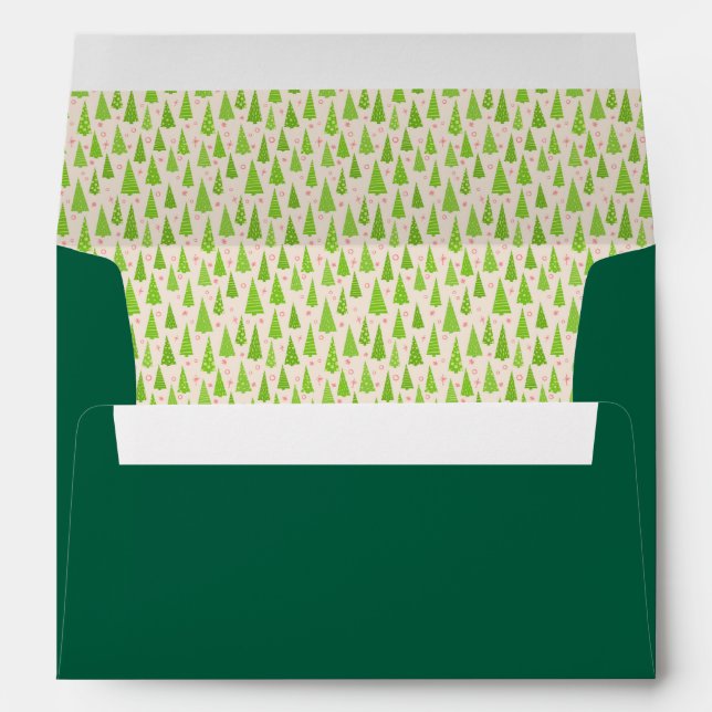 Elegant Green Personalised Christmas Tree Liner Envelope (Back (Bottom))
