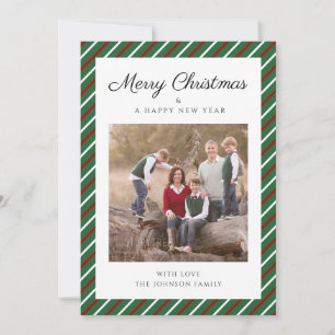 Elegant Green Photo Christmas Holiday Card