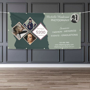 Elegant Green Photo Collage Professional Business Banner