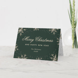 Elegant Green Photo Merry Christmas New Year Card