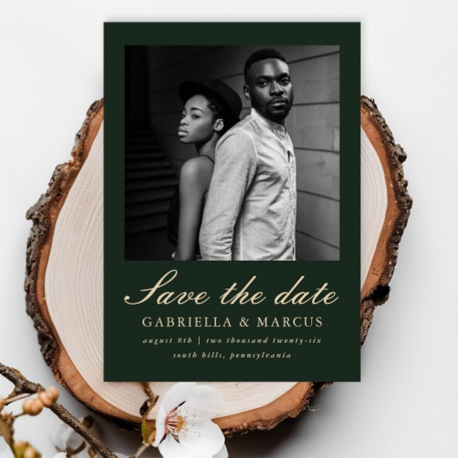 Elegant Green Photo Wedding Save The Date (Creator Uploaded)