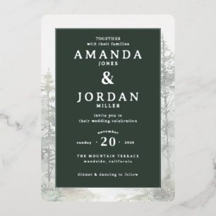 Elegant Green Pine Tree Wedding Invitation