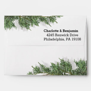 Elegant Green Pine Tree Winter Wedding Invitation Envelope