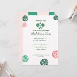 Elegant Green & Pink Bachelorette Party Invitation